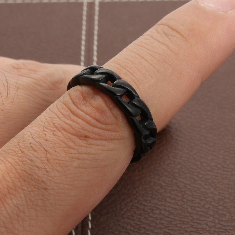 Planderful Everyday Genie Titanium Steel Chain Ring Unisex Durable Punk Rock Statement Jewelry