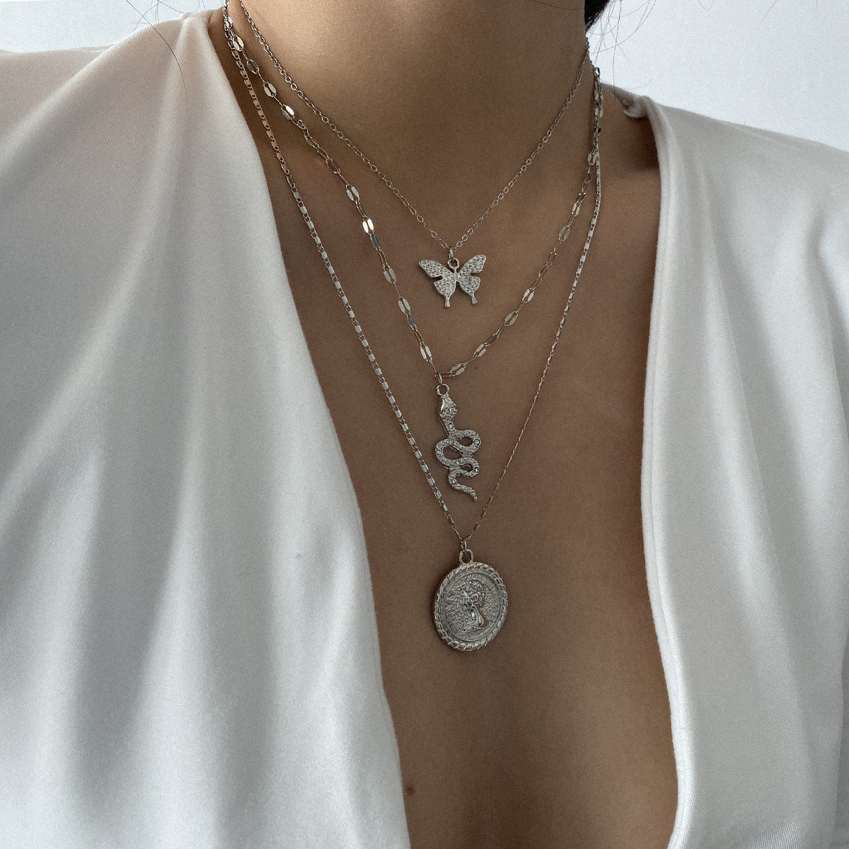 Planderful Vienna Verve Personalized Butterfly Layered Necklace For Women Elegant Statement Gift