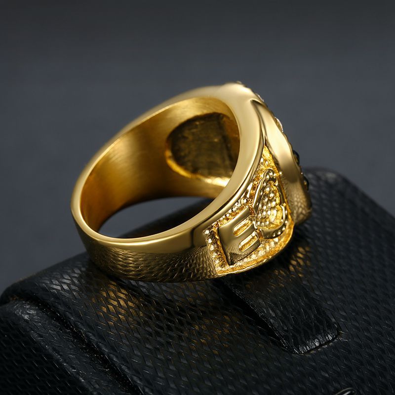Planderful Collection Hip Hop Ring Mens Virgin Mary Titanium Steel Bold Gold Plated With Colored Zircon