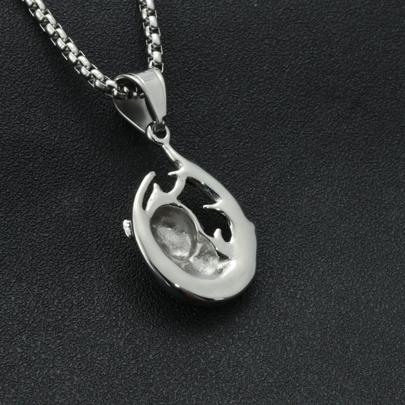 Punk Hip-Hop Men's Titanium Steel Bear Necklace Pendant