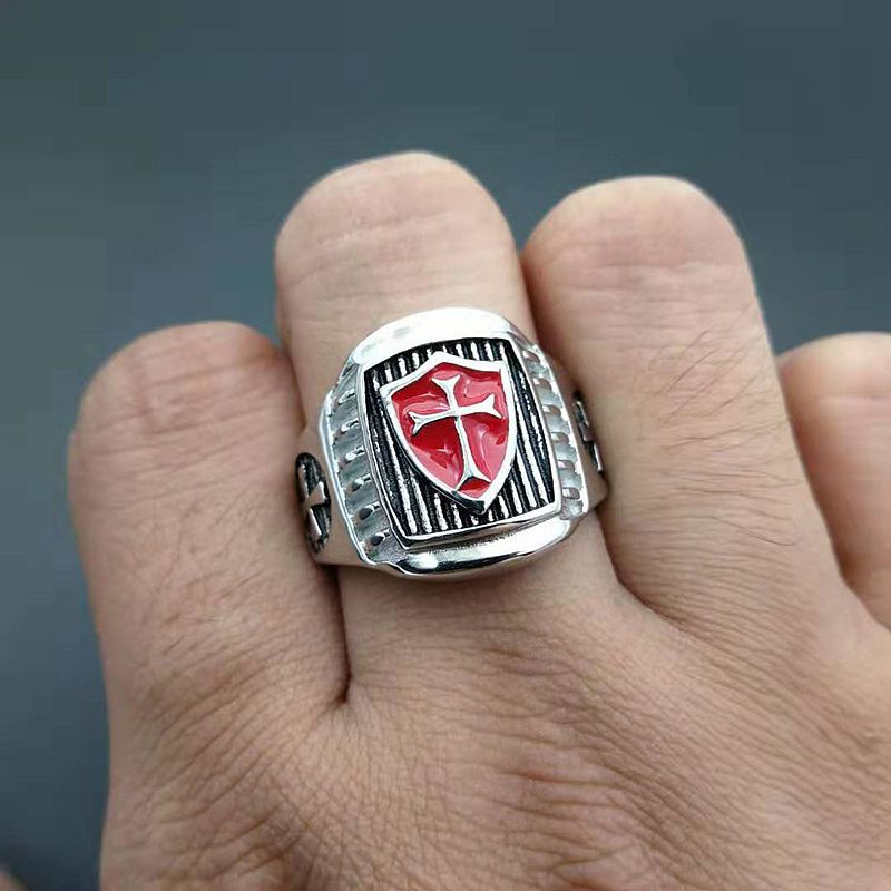 Planderful Knights Templar Ring Titanium Shield Cross For Men Durable Iconic Everyday Genie Edition