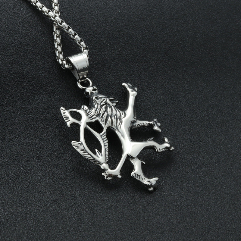 Titanium Steel Lion Pendant Necklace Inspired by Game of Thrones for Men