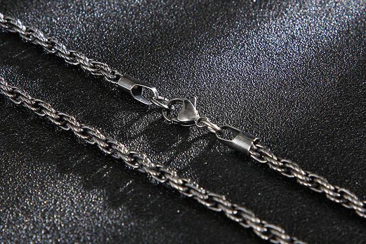 Foreign Trade Stainless Steel Simple Woven Men's Chain, Versatile Trendy Men's Titanium Steel Necklace