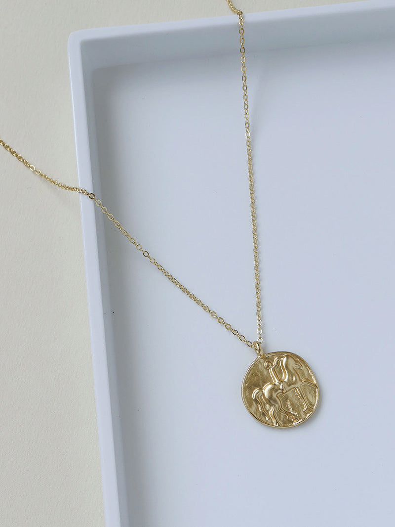 Gold Coin Pendant Necklace - Retro Sweater Chain by Planderful Collection