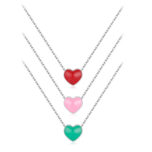 Rainbow Love Sterling Silver Necklace with Zircon Gems