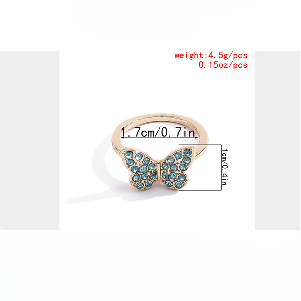 Elegant Butterfly and Geometric Zircon Bracelet and Ring Set