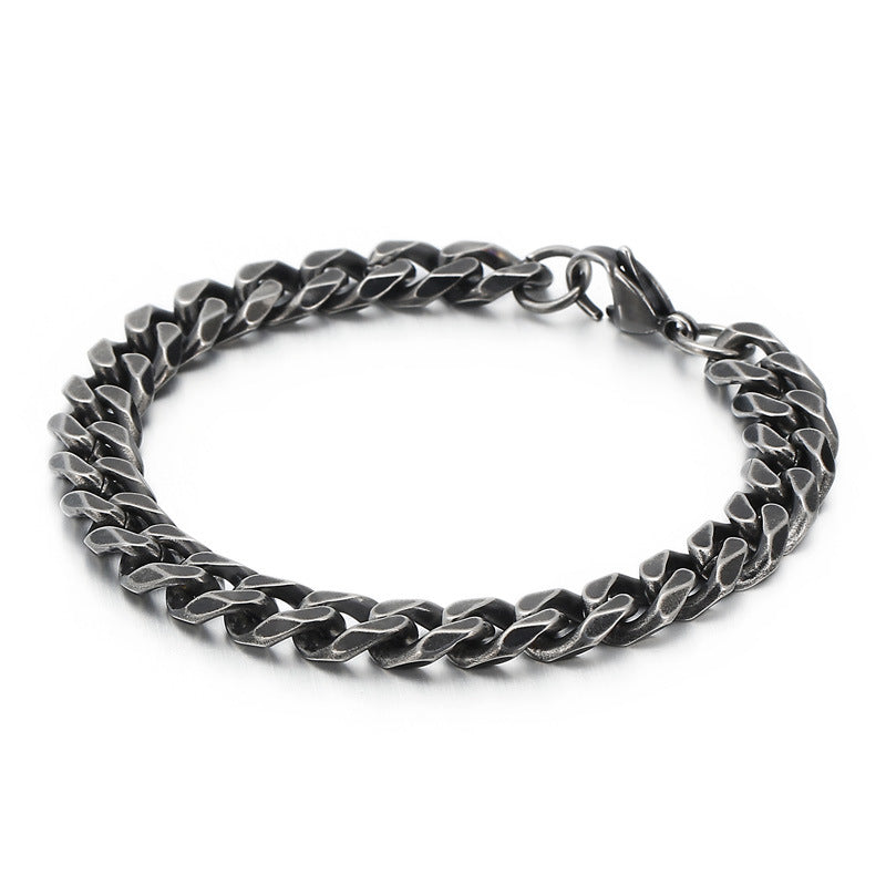 Men's Retro Flat Edging Stainless Steel Bracelet - Fashionable Accessories for Every Occasion