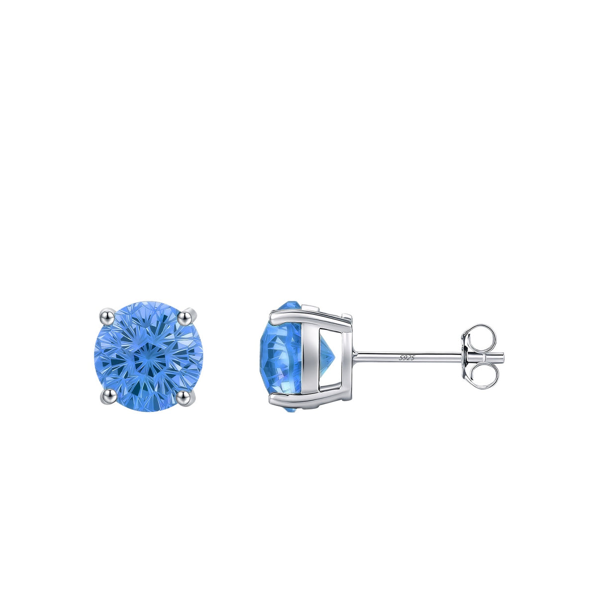 925 Sterling Silver Royal Blue Fireworks-Cut Zircon Stud Earrings