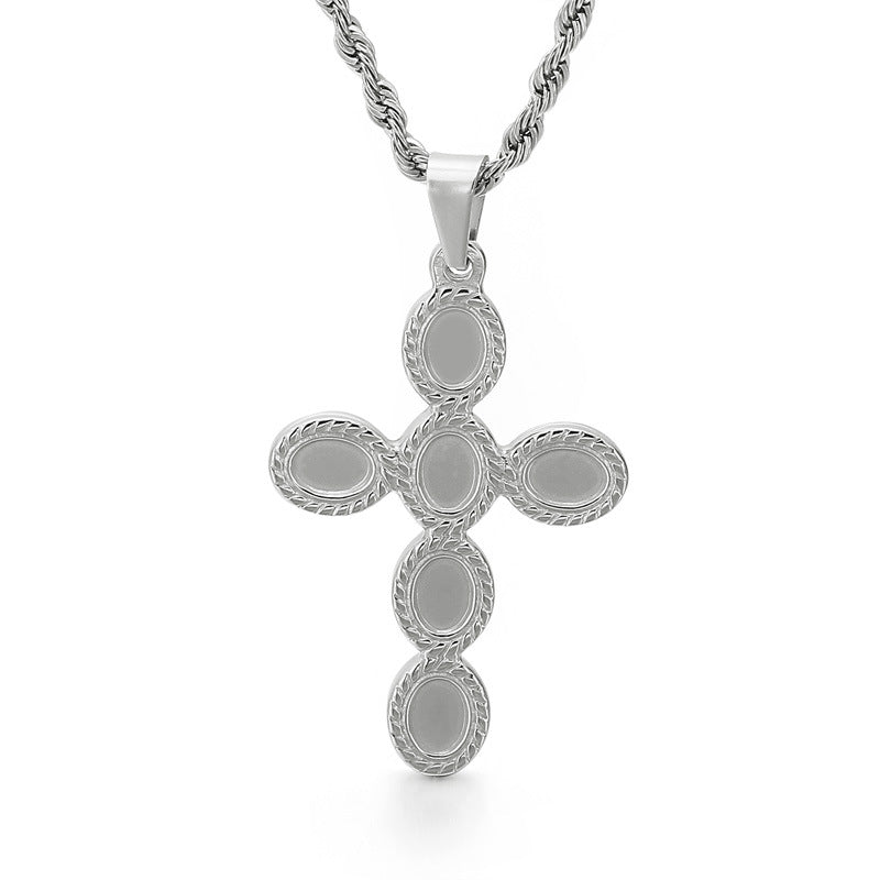 Casual Stainless Steel Cross Pendant for Men - Trendy Titanium Steel Accessory