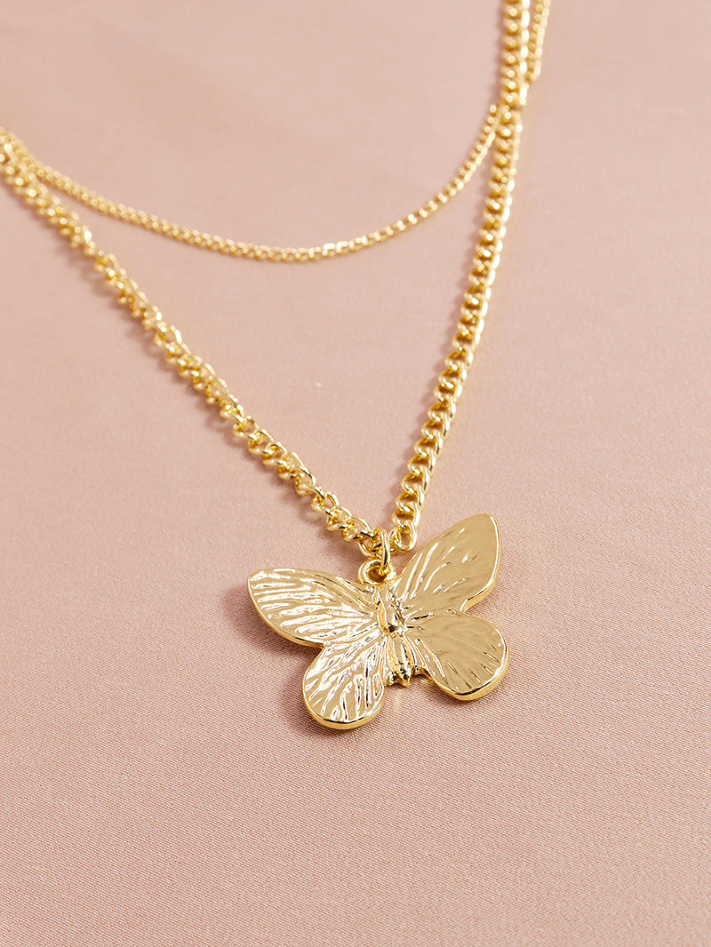Amazon Butterfly Double Necklace for Women - Elegant Cross-Border Jewelry Piece