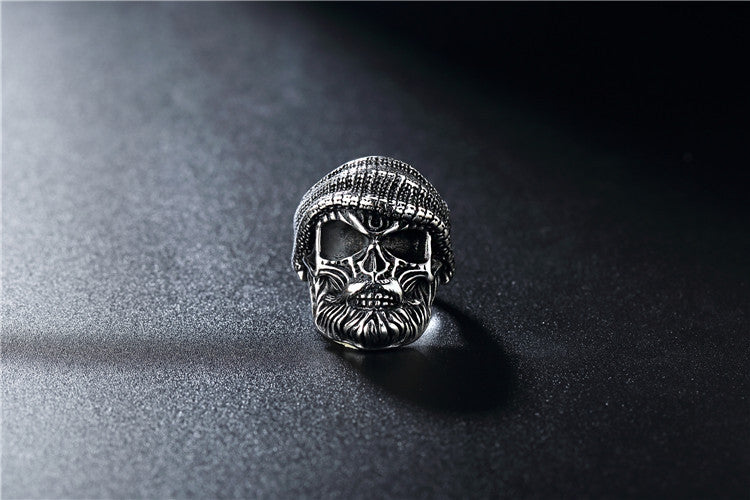 Titanium Steel Hat Skull Ring