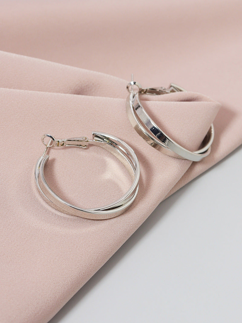 Chic Metal Hoop and Geometric Stud Earrings Set - Vienna Verve Collection