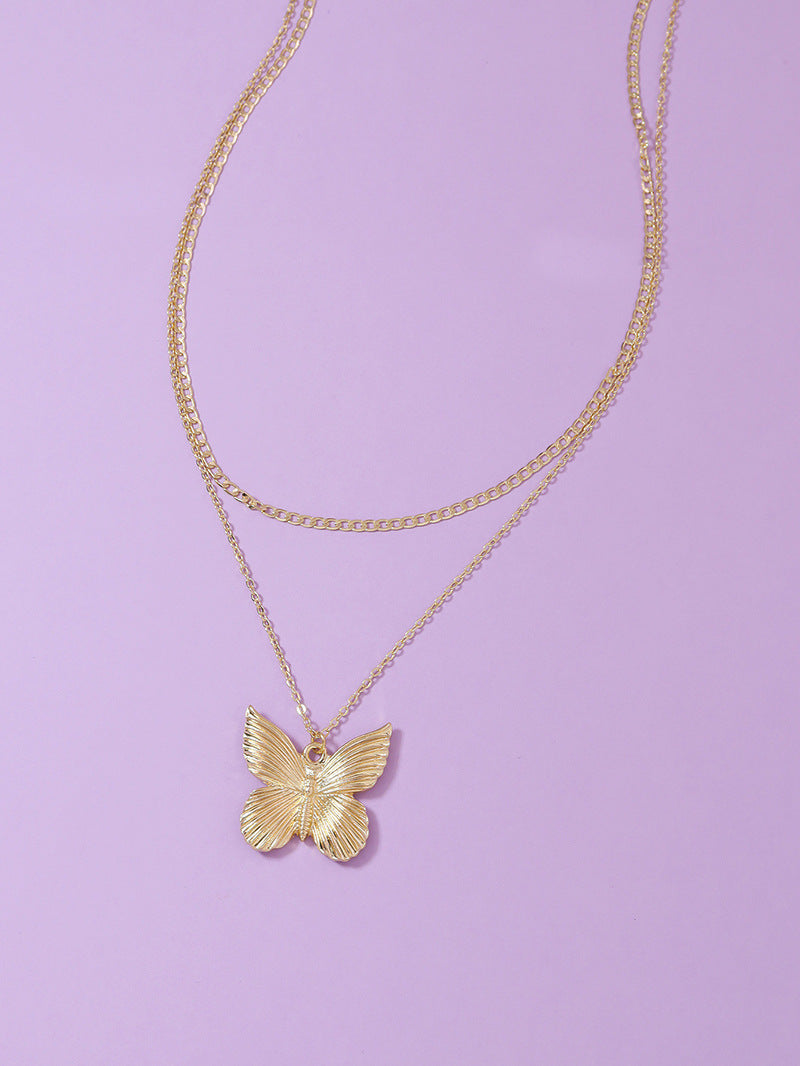 Butterfly Charm Necklace - Elegant Double Butterfly Pendant - Boho Chic Jewelry