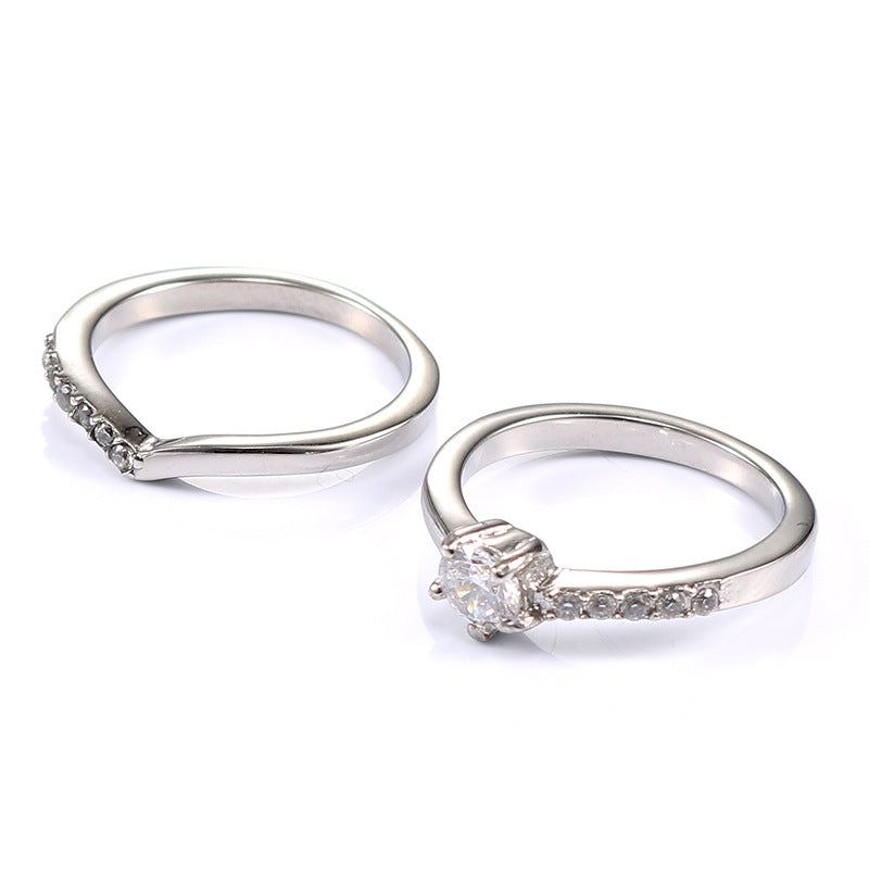 Chic Titanium Steel Women's Ring Set - Personalized Simple Stainless Steel Jewelry for Everyday Style
