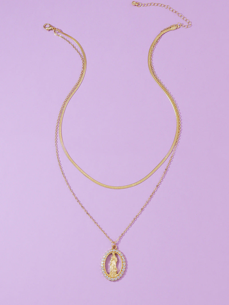 Sparkling Double-Layer Diamond Pendant Necklace - Vienna Verve Collection