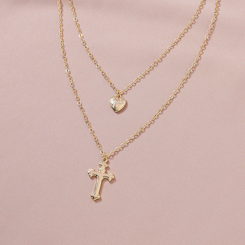 Resort Chic Love Cross Pendant Necklace - European and American Style