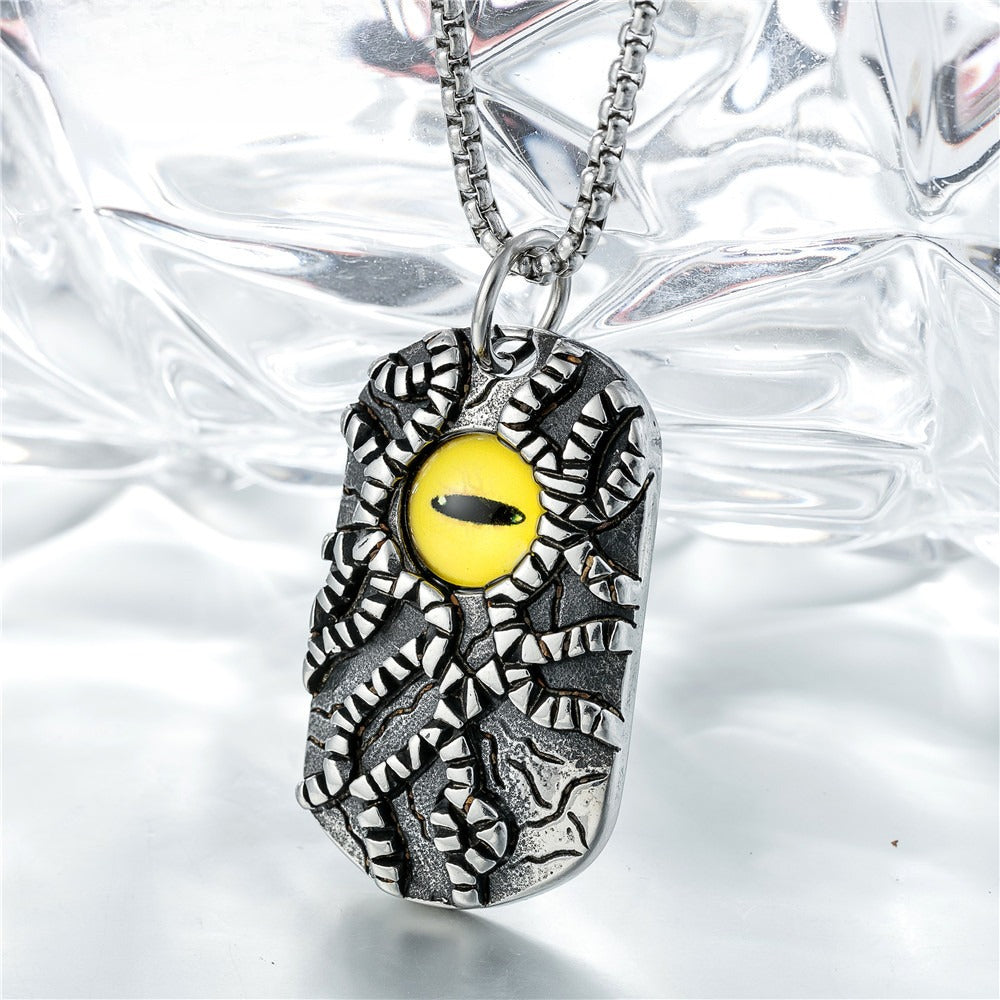 Planderful Personalized Retro Devil's Eye Pendant Necklace For Men And Unisex Titanium Steel Protection Statement