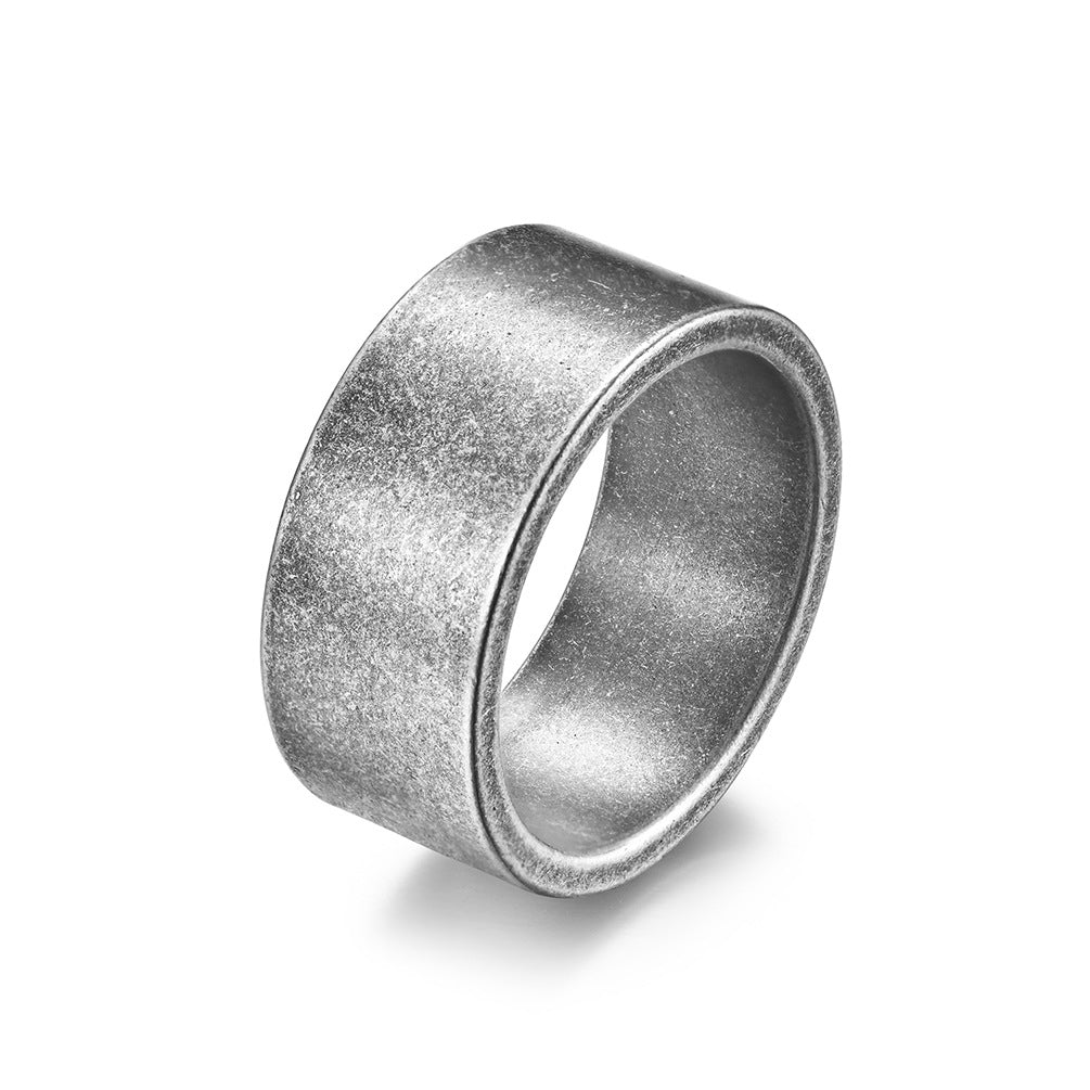 Amazon Inner And Outer Flat Matte Brushed Titanium Steel Ring For Men