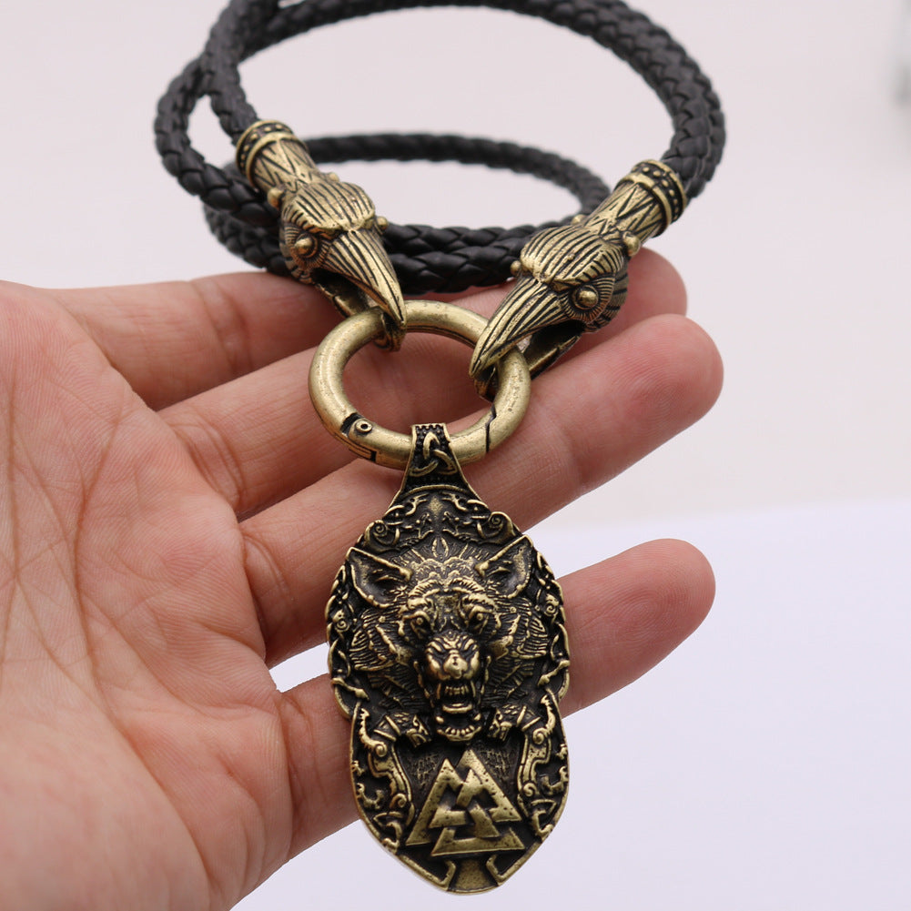 Viking Legend Wolf Head Necklace - Premium Celtic Pendant for Men