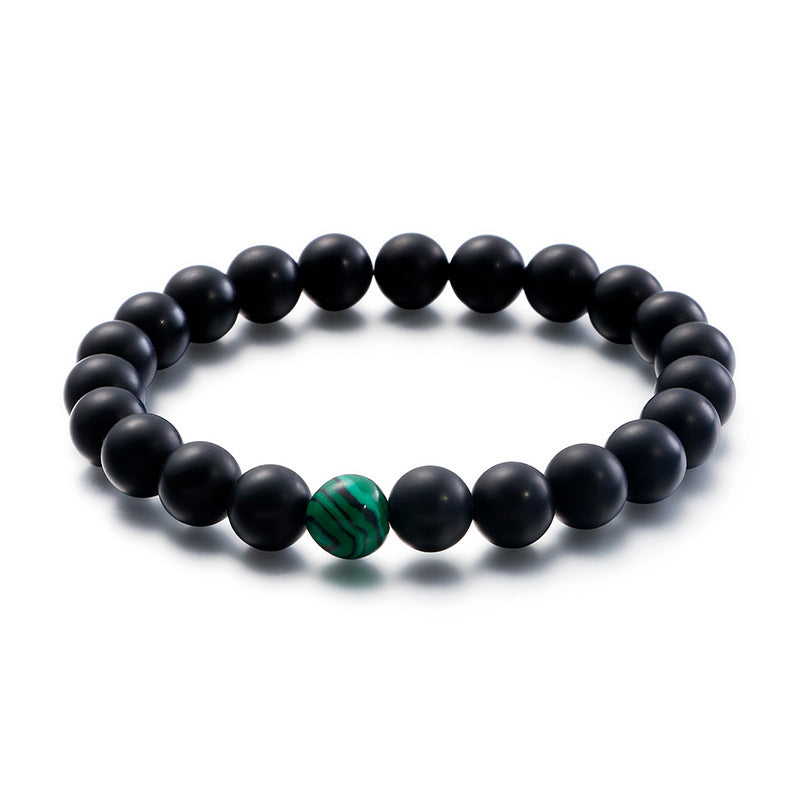 Personalized Retro Matte Black Agate Unisex Beaded Bracelet for Men - European and American Style
