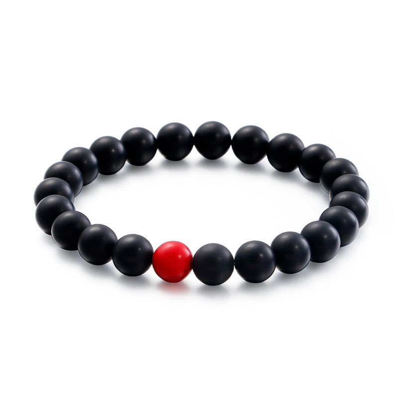 Trendy Simple Couple Bracelet for Casual Wear - Matte Black Agate Jewelry for Men