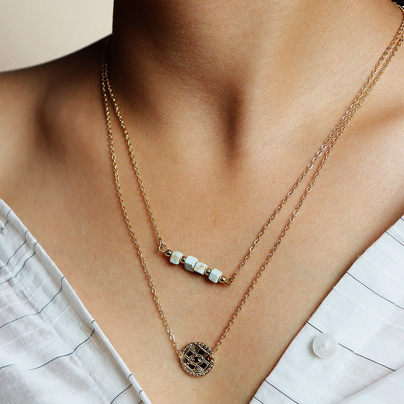 Celebrity Gold Coin Necklace with Stones - Trendy Amazon Jewelry