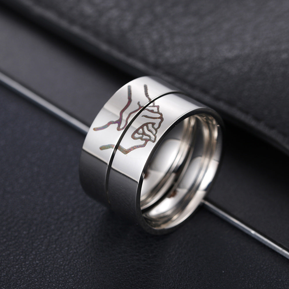 Heart to Heart Titanium Steel Little Finger Ring for Men with Wholesale Options