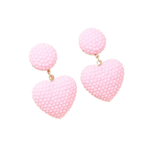 Pink Love Heart Resin Earrings - Vienna Verve Collection