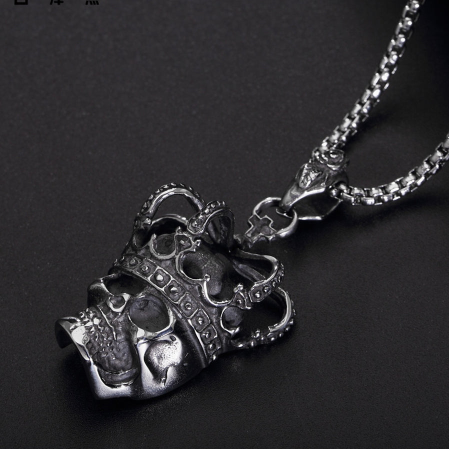 Halloween Crown Skull Titanium Steel Necklace for Men