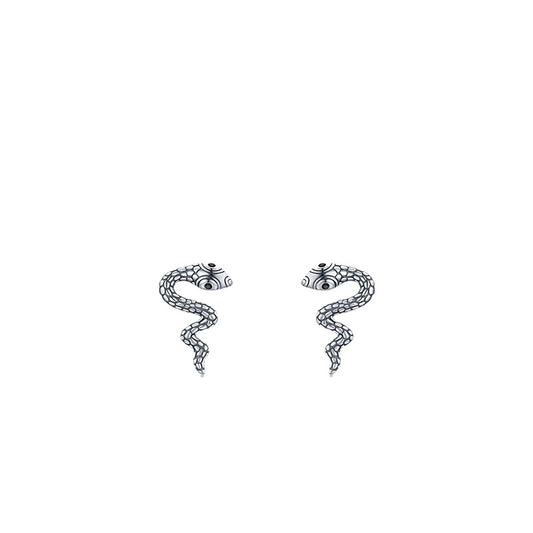 Sterling Silver Snake Earrings - Classic Punk Style for Men and Women