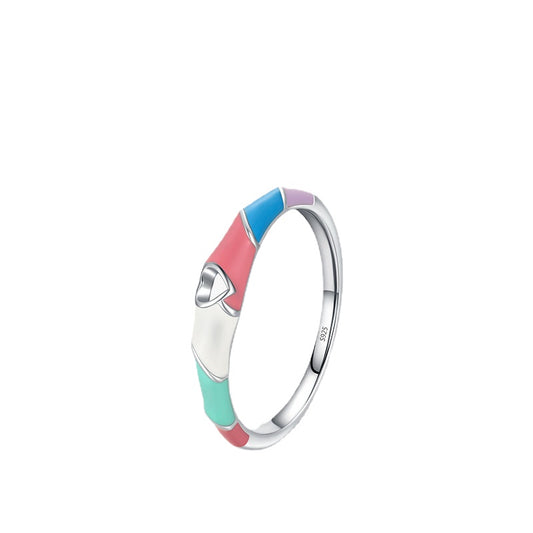 Sweet Korean Style Sterling Silver Hollow Love Ring