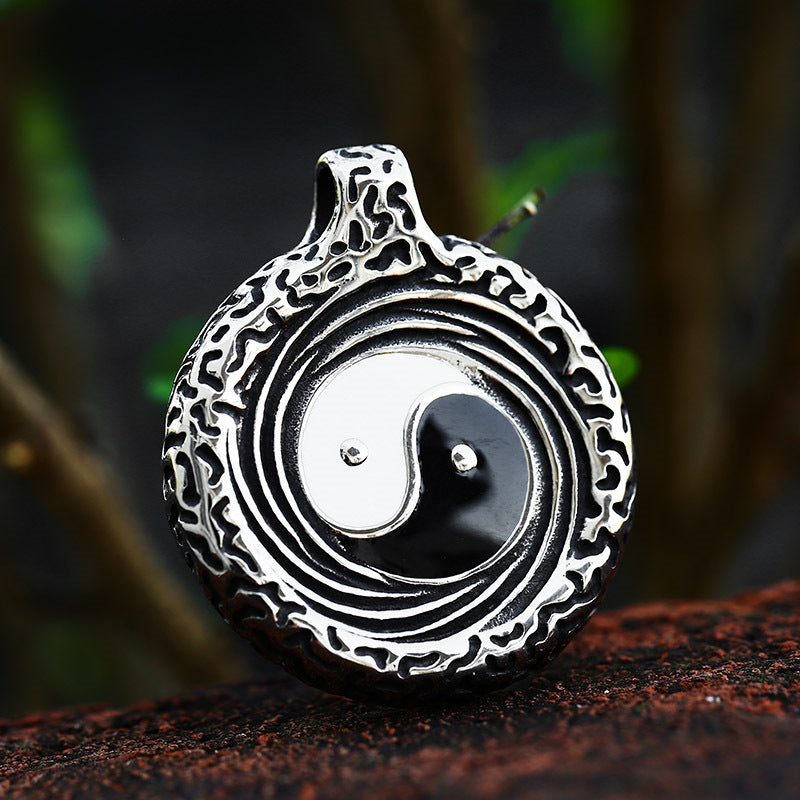Titanium Steel Retro Tai Chi Epoxy Pendant for Men - Cross-Border Wholesale