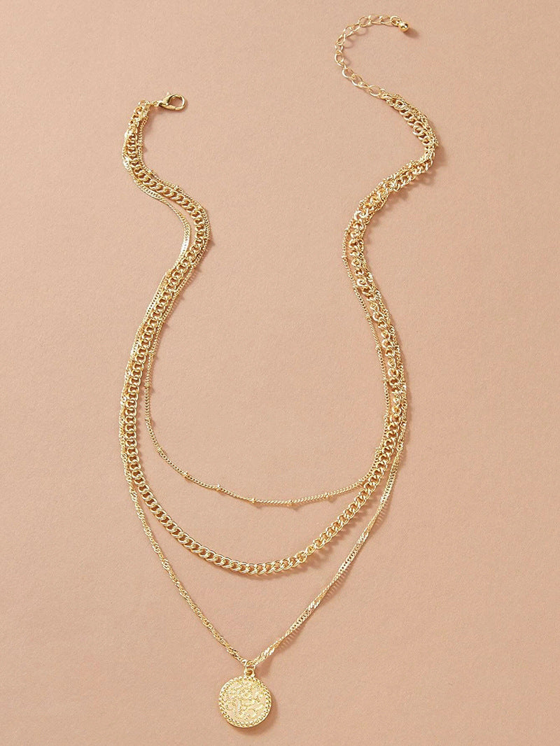 European-inspired Metal Pendant Layered Necklace - Vienna Verve Collection