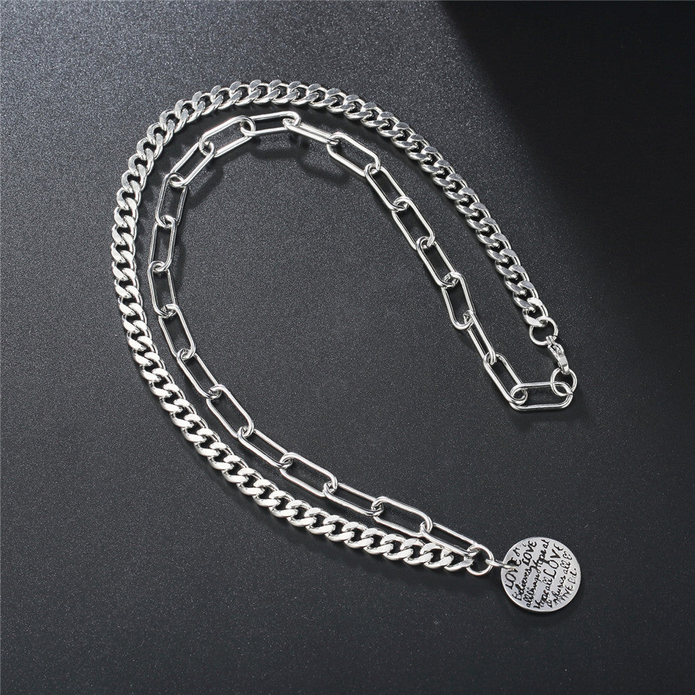 Stainless Steel Necklace Personalised Engraved English Round Pendant Unisex Planderful Everyday Genie