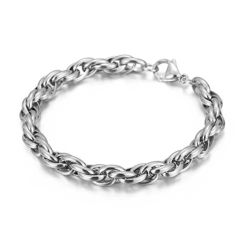 Stylish Stainless Steel Double Buckle Bracelet for Men - Versatile Daily Accessory Inspired by European, American, and Korean Designs