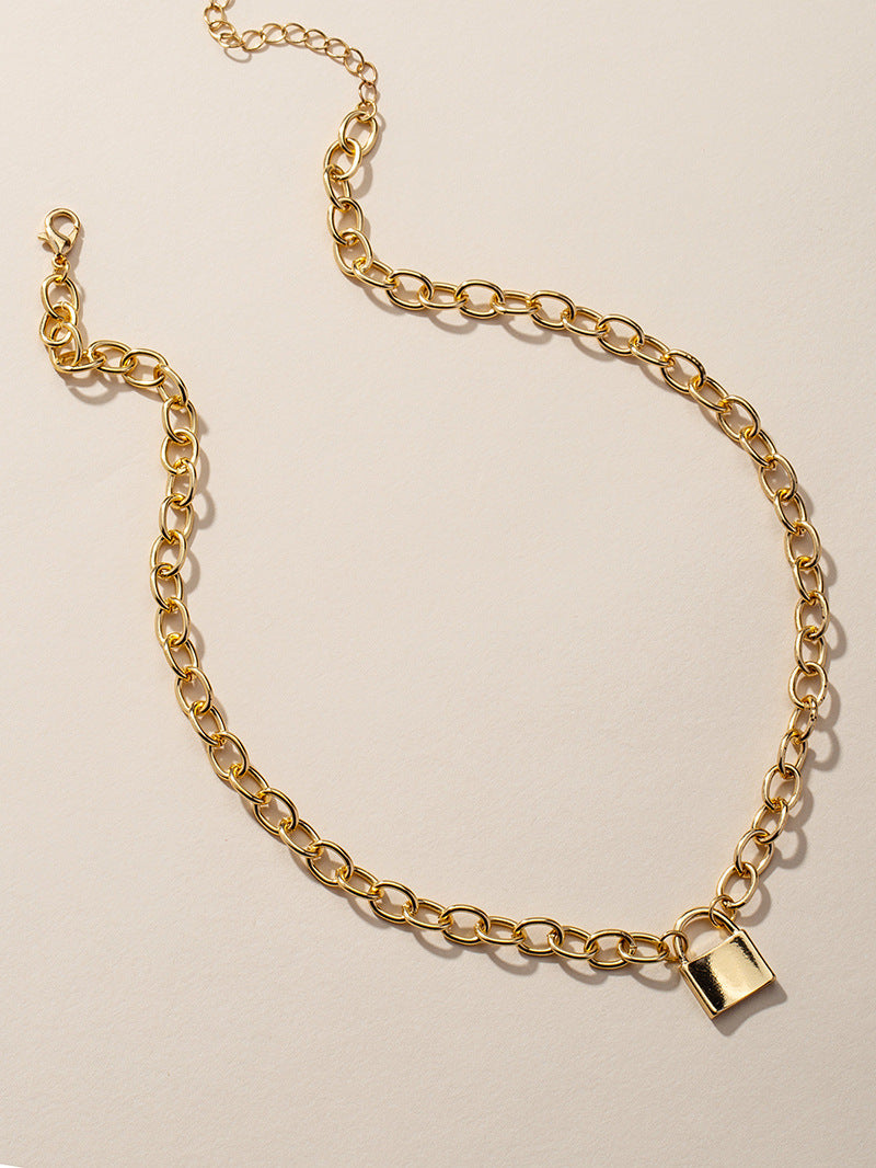 Chic Lock Pendant Necklace with a European and American Flair