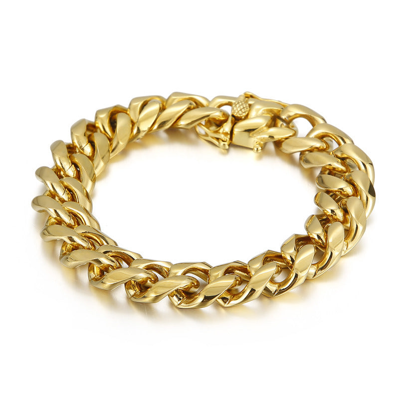 Trendy Versatile Titanium Steel Cuban Chain Bracelet for Men - Stylish Stainless Steel Accessory