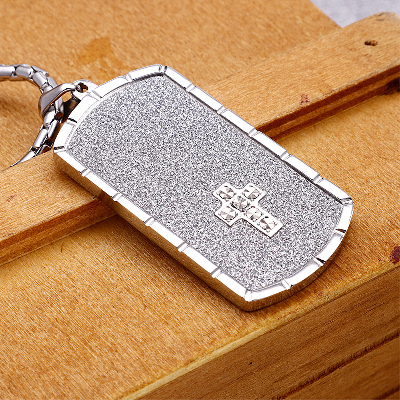 Military Brand Pendant, Charm Cross Men's Stainless Steel Necklace