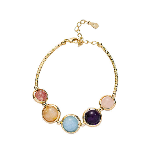Lucky Rainbow Crystal Bracelet with Pink and Blue Treasure