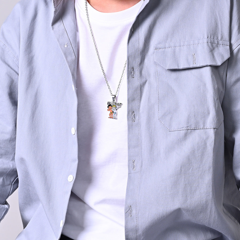 Dazzling Guochao Color Astronaut Tuku Tide Brand Necklace