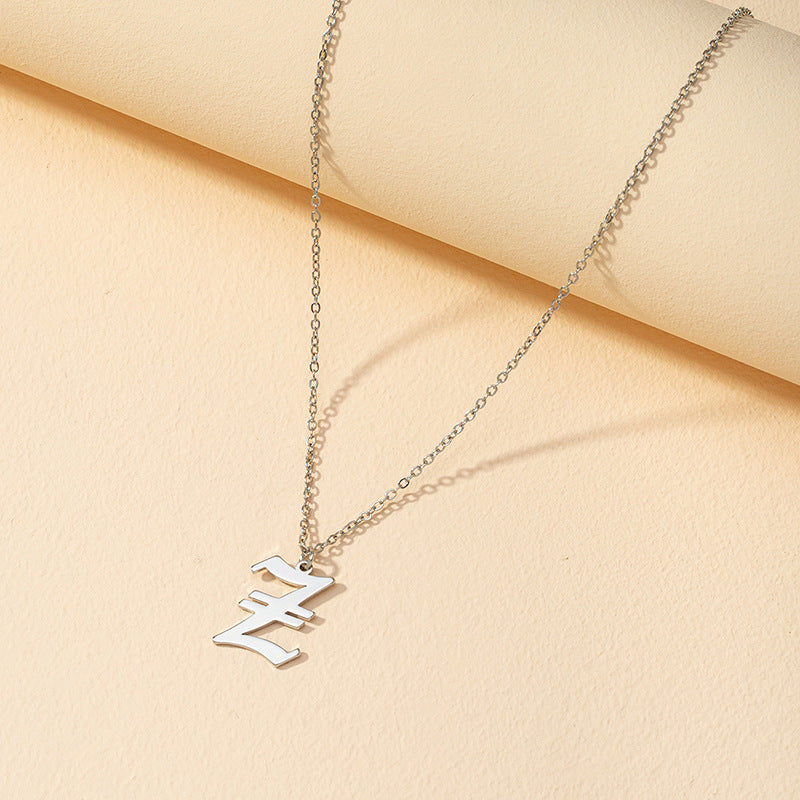 Gothic Style English Letter Pendant Necklace with Cross-Border Charm