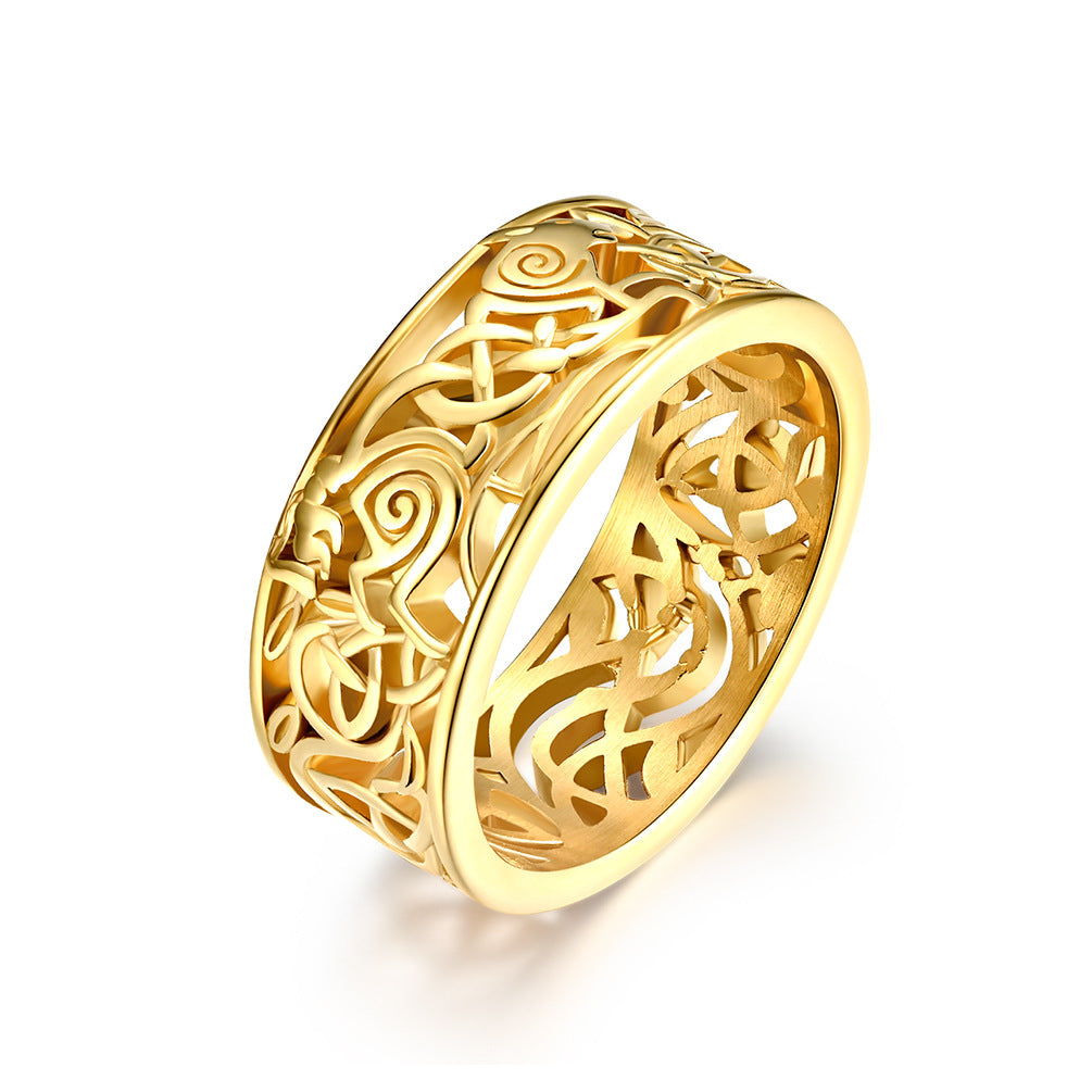 Norwegian Nordic Viking Celtic Werewolf Heart Knot Ring – Unisex Couples Engaged