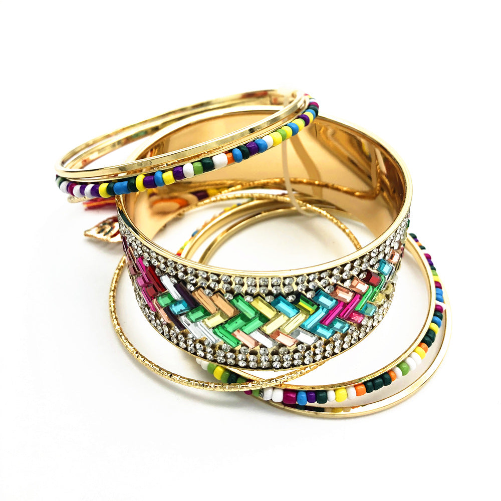 Bohemian Leaf Charm Multi-layer Bracelet - Vienna Verve Collection