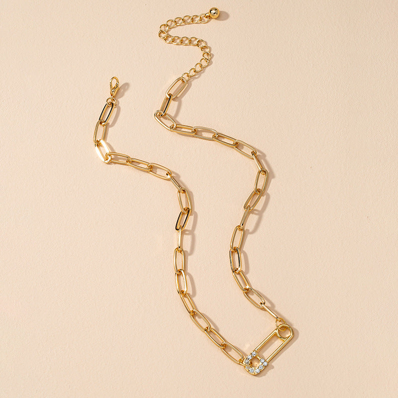 Glimmering Cross-Border Paper Clip Necklace with Niche Design