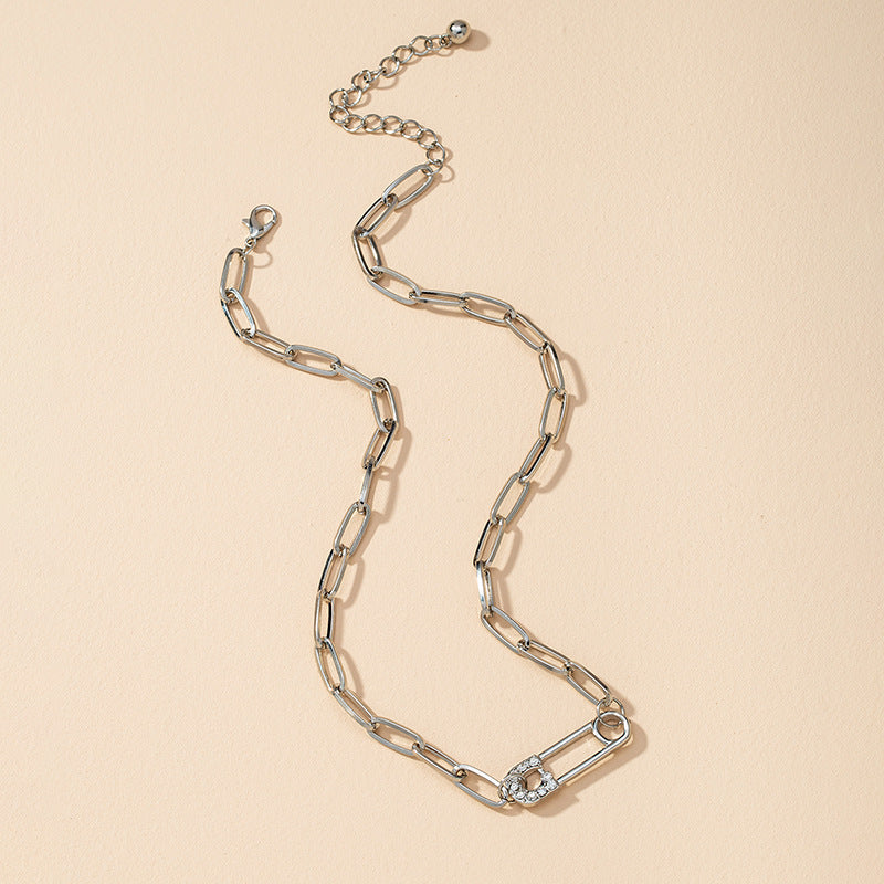 Glimmering Cross-Border Paper Clip Necklace with Niche Design