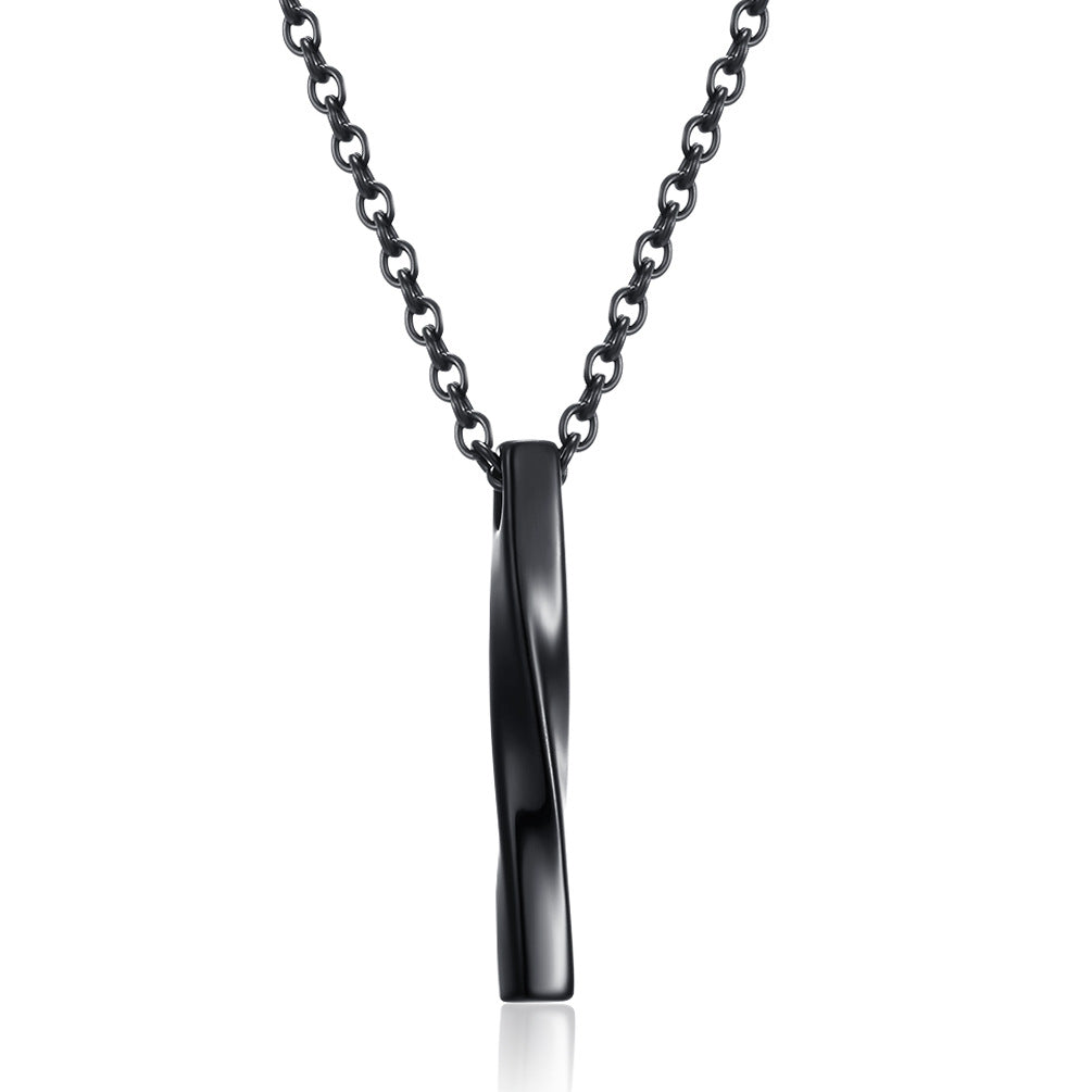 Planderful Geometric Mobius Necklace Unisex Rectangular Twisted Line Pendant for Men and Women Everyday Style