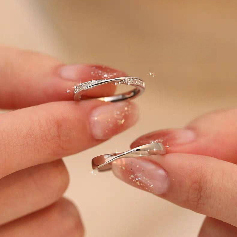 Planderful Sterling Silver Mobius Ring Adjustable Couple Ring for Partners Gift Idea