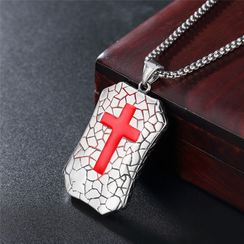 Red Cross Military Tag Titanium Steel Pendant for Men