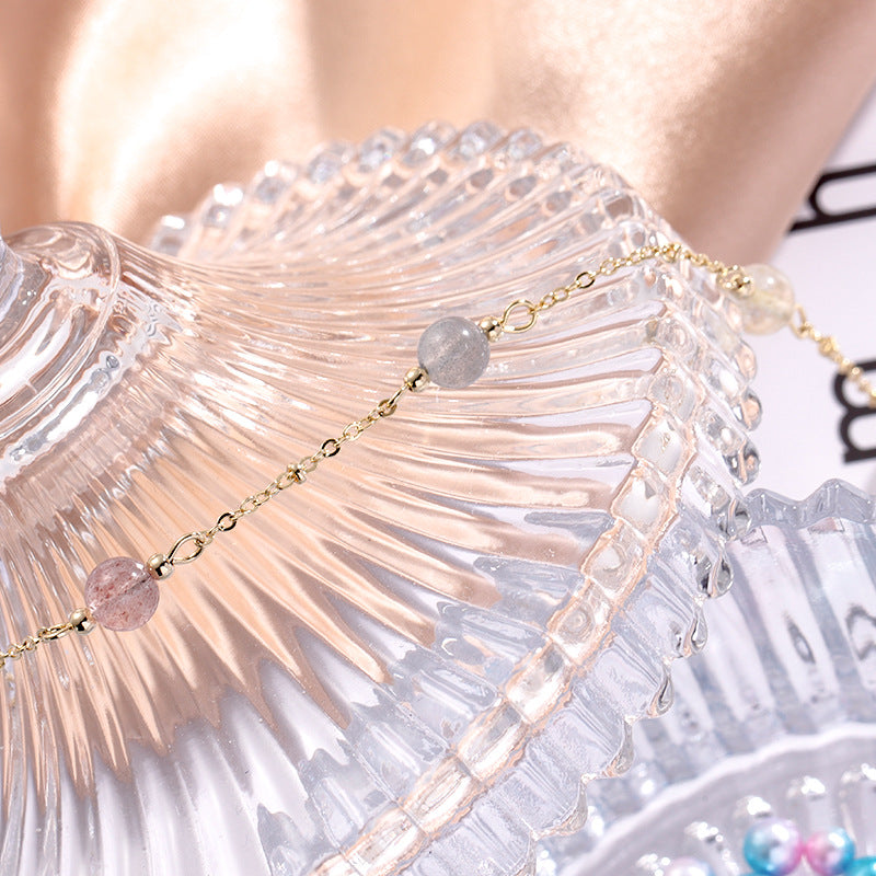 Crystal and Moonstone Sterling Silver Love Bracelet