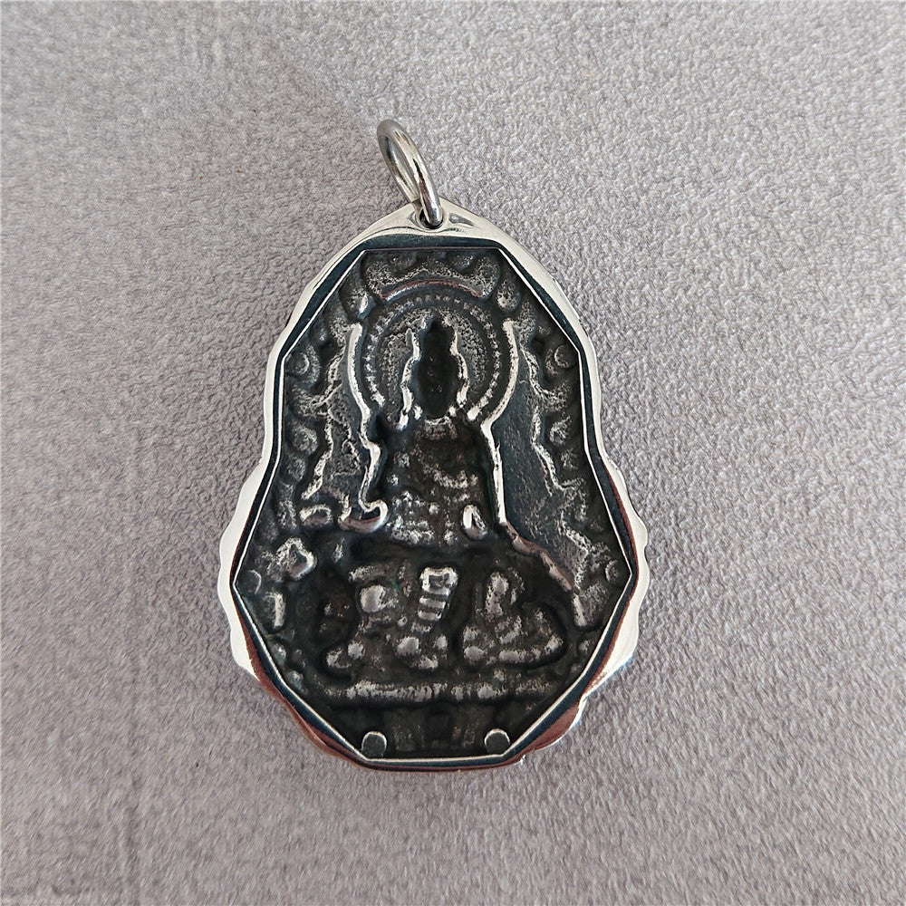 Planderful Guanyin Amulet Pendant Stainless Steel Necklace For Unisex Protection And Style